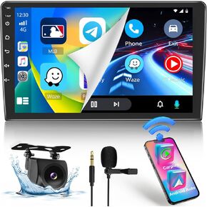 2G+32G Double Din 10.1 Inch Android Car Stereo Touchscreen Car Audio Receivers with Bluetooth Car Radio Support WiFi Connect Mirror Link GPS Navigation FM Audio Receivers with Backup Camera Input