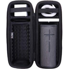 LTGEM Hard Travel Carrying Case for Ultimate Ears Boom 3/4 Portable Waterproof Bluetooth Speaker and Charger Dock, Black