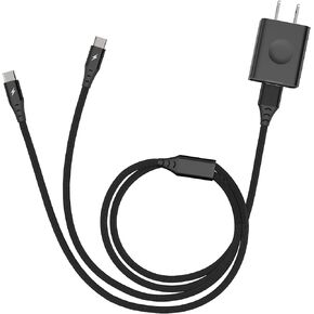 SAMCOM USB-C Charger Cable for T2 Walkie Talkies, 2-in-1 Charger for Two Way Radios with Type-C Plug, 1 Pcs Black