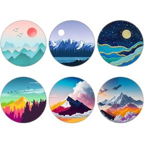 (6 Pack) Collapsible Cell Phone Grip for Smartphones,Expanding Cellphone Holder for Phone - Moutain Sun
