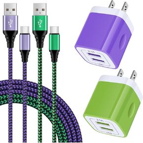 USB Type C Charger Plug Dual Port Fast Wall Charger Phone Charging Block with 2Pack 6Ft C Cable for Samsung Galaxy S24 S23 S22 S21 S20 A14 A54 A13 A53 A23,iPhone 16 15,Google Pixel 9 8 7 6 Pro 7a 6a 5