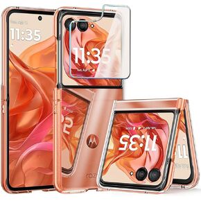 for Motorola Razr 2024 Case,Moto Razr 2024 Clear Phone Case with Screen Protector,Slim Thin Shockproof Protective Case Bumper Cover for Motorola Razr 2024,Transparent