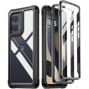 Poetic Guardian Case for Motorola Moto Edge 2024 [Not for 2023 Version], [20FT Mil-Grade Drop Tested], Full Body Hybrid Shockproof Bumper Cover with Built-in Screen Protector,Black/Clear