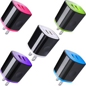 iPhone USB Wall Charger Adapter, Charger Brick, AndHot 5Pack 2.1A Dual Port Fast Charging Block Box Base Wall Charger Plug for iPhone 16 15 14 13 12 11 Pro Max XR XS X 8 7,iPad,Samsung,Android,Kindle