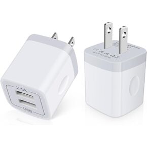 USB Wall Charger, Charger Block, 2Pack 2.1A/5V Dual Port USB Wall Plug Power Brick Charging Cube Box Adapter for iPhone 16 Pro Max 15 14 13 12 11 Pro Max/XS/X/8 Plus,Samsung Galaxy,LG,HTC,Moto,Android