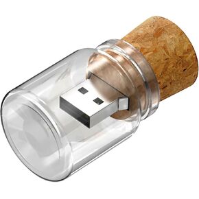 Thumb Drive 64GB Flash Drive Gift Bottle USB 2.0 Stick, Kepmem Glass Cover Jump Drive Cork Memory Sticks 64 GB, Cute Pendrive Cool Jar Zip Drive for Data Storage