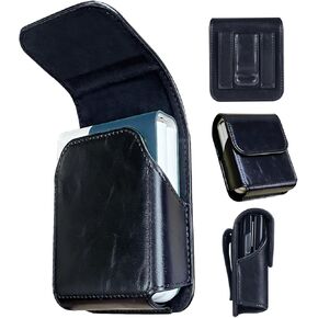 for Samsung Galaxy Z Flip 5, Flip 4, Flip 3 Belt Holster Phone Case, Leather Phone Pouch, Belt Clip Phone Holder for Motorola Razr + 2023, 40 Ultra, Razr 5G