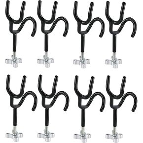 Amarine Made 8Pcs Sure Grip 20 Degree Angle Bracket with Mounting Base, 3/8 Inch Diameter PVC Coated Steel Fishing Pole Holders for Boat