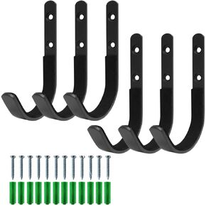 6 Pack Gun Rack Storage Rifles Shotgun Hooks Wall Mount Hangers for Any Rifles Shotguns Archery Bow with Soft Padding and Heavy Duty Steel (Black)