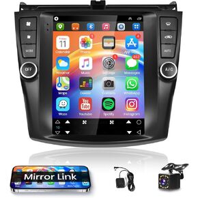 for Honda Accord 2003 2004 2005 2006 2007 Android Car Stereo Radio,podofo 9.7 Inch Vertical Touchscreen Bluetooth Radio in Dash Navigation GPS Units with Phone Mirror Link WiFi FM/RDS Backup Camera