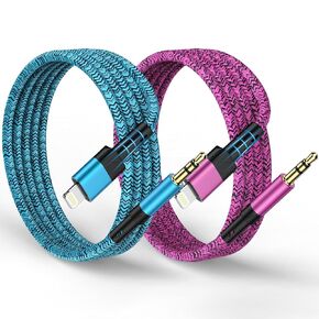 [Apple MFi Certified] Aux Cord for iPhone, 2Pack/3.3ft Lightning to 3.5mm Aux Cord Audio Cable for Car Home Stereo Speaker Headphone Compatible with iPhone 14 13 12 11 Pro Max Mini XR XS 8 7 6 iPad