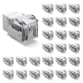 VCE Cat6 Keystone Jack Toolless 25-Pack, Slim Profile RJ45 Ethernet Wall Jack 90-Degree for UTP CAT6/CAT5E/CAT5 Network Cable, Keystone Wall Plate and Patch Panel, White