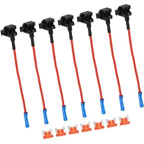 1 Set Universal 7pcs Car Fuse Tap Add a Circuit Adapter 12V with 7pcs 10A Low Profile Mini APS Blade Type Fuse Auto Replacement Parts