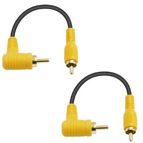 Duttek Short RCA Extension Cable 6in/15cm, 90 Degree RCA Subwoofer Cable, RCA Male to Female Audio Cable Supports Shielded Digital Analogue, for HDTV, DVD, Amplifiers 2 Pack