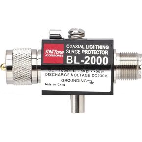 BL-2000 UHF Coaxial Lightning Surge Arrester, 0-2500MHz 50 Ohms Lightning Surge Protector Male to Female to Female UHF Connector (PL259 Female to Female)