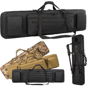 Double Long Rifle Case Pistol Gun Bag with Bullet Shoulder Strap Carrying Handgun R ifle Case for Hunting Shooting