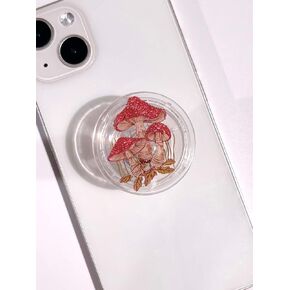 Mushroom Cell Phone Grip, Cute Little Mushroom, Rare Mushroom, Mushroom Lover, Transparent Resin Folding Elastic Cell Phone Holder (Rare Mushroom A)