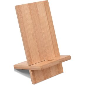 Mobile Stand Japanese Style Cellphone Holder Desktop Organizer Charging Station Compatible with All Smartphones Tablets Natural Bamboo Wood Portable Adjustable Angle (Pattern-Hole)