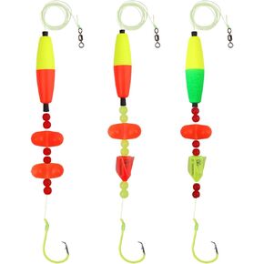 3pcs Catfish Float Rigs, Catfishing Tackle with Rattles Catfish Bobbers Peg Floats with 6/0 Circle Hook for Bank Fishing River Fishing
