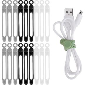 18PC Cable Ties Reusable Silicone Cable Straps Cable Wire Ties Cable Cord Organizers for Earphone Phone Charger Audio Cable Computer