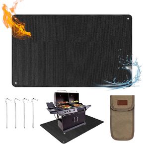 Large 65x39 Inch Grill Mat Fire Pit Mat – Fireproof BBQ & Fire Pit Deck Protector | Heat Resistant Up to 2000°F | Waterproof, Easy Clean, and Foldable for Outdoor Camping & Home UseIndoor & Patio Lawn