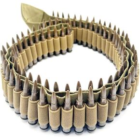Tactical 100 Rounds 56" Rifle Pistol Bullet Cartridge Bandolier Ammo Belt Shell Holder Hunting Shooting for .357 7.62x39mm .38 .410 30-30 .270 9mm