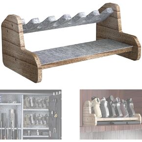 Pistol Rack for Gun Safe, Handgun Rack with Non Slip Carpeted Surface, Pistol Stand for Safe Gun Cabinet Pistol Storage, Pure Wood Made Pistol Holder 6 Slots