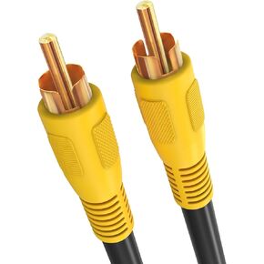 Cmple - RCA Subwoofer Cable 50 ft Digital Coaxial Audio Cable Composite Audio/Video Cord 1-RCA Cable Male to Male Coaxial RCA Cables for Home Theater, Rear View Parking Camera