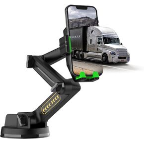 Truck Phone Holder Mount,Heavy Duty Phone Holder for Truck Dashboard Windshield,16.9 inch Long Arm, Strength Suction Cup Anti-Shake,Compatible with All Phone and Pickup Truck,Semi Truck
