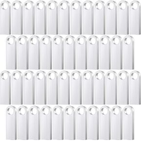 50 Packs 2.0 Flash USB Drives Bulk Waterproof Flash Thumb Drives Memory Pen Drives Stick Small Mini Zinc Alloy Design for PC Computer Laptop Office School Data Storage Silver (2 GB)