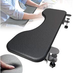 NODOCA Arm Rest for Desk, 26.5'' Ergonomics Desk Extender, 1 Inch Think Soft Sponge Built-in, Punch-Free Clamp on, Foldable Keyboard Extender, Eco-Friendly Leather Surface, Wrist/Arm Rest