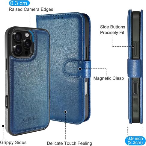 Case Wallet for iPhone 16 Pro Max Wallet Case, Detachable Leather Case with Card Holder, Strong Magnetic Compatible with MagSafe Wireless Charging, Kickstand Shockproof Cover 6.9 inch, Red in Saudi Arabia