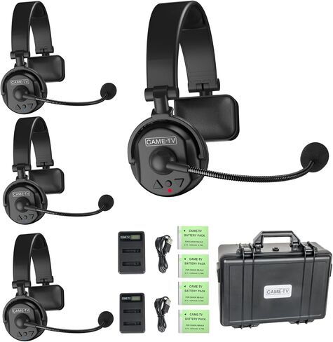 Came-TV Waero 1.9GHz Wireless Intercom Headset System Noise Cancellation Zero Latency Full Duplex 9 Person Team Communication with Hardcase for Church Boating TV Film Production Drone in Kuwait
