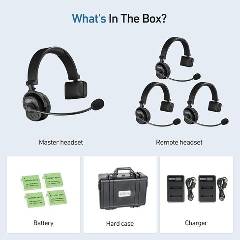 Came-TV Waero 1.9GHz Wireless Intercom Headset System Noise Cancellation Zero Latency Full Duplex 9 Person Team Communication with Hardcase for Church Boating TV Film Production Drone in Kuwait
