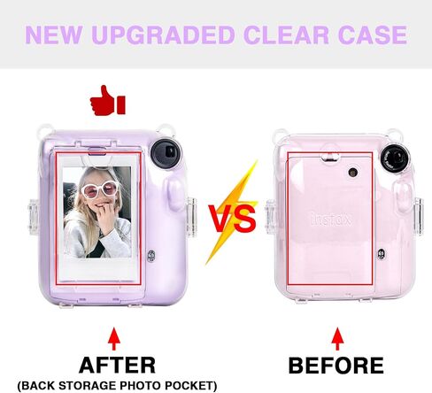 حافظة شفافة فورية صغيرة 12 لكاميرا Fujifilm Instax Mini 12 الفورية، حافظة واقية صغيرة 12 للكاميرا مع جيب خلفي مطور يحمل 10 أفلام وحزامين قابلين للتعديل (بدون كاميرا) in Saudi Arabia