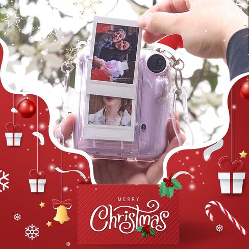 حافظة شفافة فورية صغيرة 12 لكاميرا Fujifilm Instax Mini 12 الفورية، حافظة واقية صغيرة 12 للكاميرا مع جيب خلفي مطور يحمل 10 أفلام وحزامين قابلين للتعديل (بدون كاميرا) in Saudi Arabia