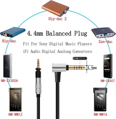 4.4mm Balance HD598 Cable Upgraded for Sennheiser HD518 HD519 HD558 HD569 HD579 HD598 HD598 HD599 CS SE SR Headphones, Suitable for M11Plus M15 M17 Audio Player (4.4mm-1.5m/4.9 Feet) in Saudi Arabia