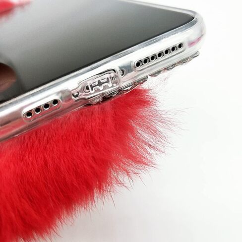 Losin Compatible with iPhone 15 Pro Max Plush Furry Case with Luxury Bling Diamond Rhinestones Cute 3D Fox Head Women Girls Winter Warm Shockproof Protective Cover, Pink in Kuwait