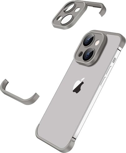 Losin Compatible with iPhone 15 Plus Case Borderless Design Camera Lens Protection Slim Thin Lightweight Soft Silicone Frameless Case Shockproof Bumper Cover for Men and Women, Gray in Saudi Arabia