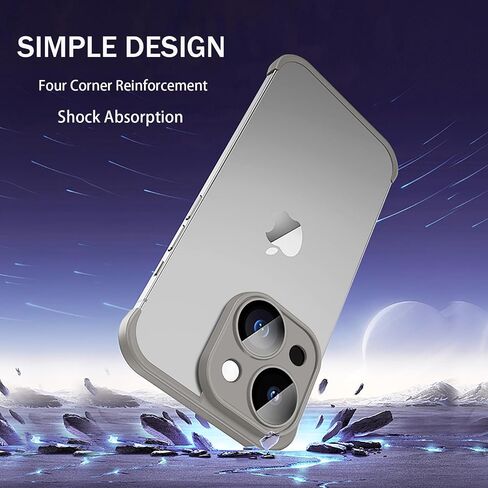 Losin Compatible with iPhone 15 Plus Case Borderless Design Camera Lens Protection Slim Thin Lightweight Soft Silicone Frameless Case Shockproof Bumper Cover for Men and Women, Gray in Saudi Arabia