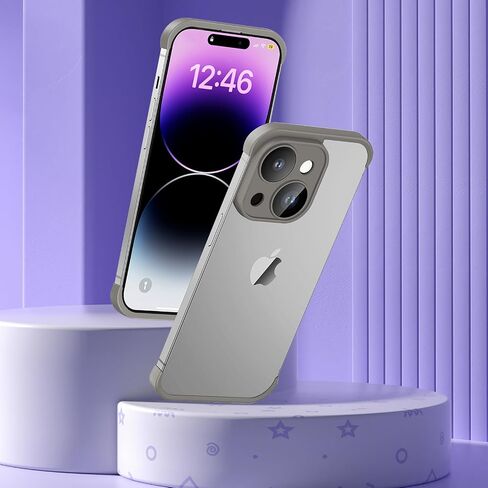 Losin Compatible with iPhone 15 Plus Case Borderless Design Camera Lens Protection Slim Thin Lightweight Soft Silicone Frameless Case Shockproof Bumper Cover for Men and Women, Gray in Saudi Arabia