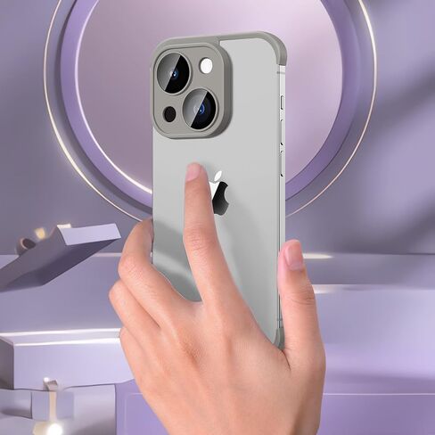Losin Compatible with iPhone 15 Plus Case Borderless Design Camera Lens Protection Slim Thin Lightweight Soft Silicone Frameless Case Shockproof Bumper Cover for Men and Women, Gray in Saudi Arabia