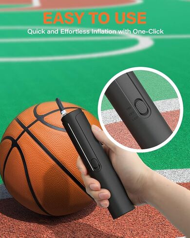 Pumteck Electric Air Ball Pump: Portable Fast Inflation Pump with LED Light for All Sports Balls Basketball Soccer Football Volleyball Exercise Accessories with 2 Needles and Storage Bag in Saudi Arabia