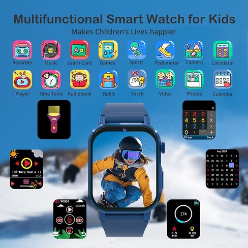 Kids Smart Watches for Boys 4-12 Toys, 32 Puzzle Games, 1.69" HD Touch Screen, Camera, Music & Video Player, Pedometer, Alarm Clock, Calculator, Audiobooks, Birthday Gifts for 5 6 7 Years Old Boys Toy in Saudi Arabia