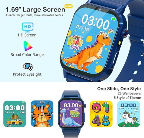 Kids Smart Watches for Boys 4-12 Toys, 32 Puzzle Games, 1.69" HD Touch Screen, Camera, Music & Video Player, Pedometer, Alarm Clock, Calculator, Audiobooks, Birthday Gifts for 5 6 7 Years Old Boys Toy in Saudi Arabia