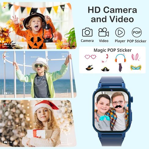 Kids Smart Watches for Boys 4-12 Toys, 32 Puzzle Games, 1.69" HD Touch Screen, Camera, Music & Video Player, Pedometer, Alarm Clock, Calculator, Audiobooks, Birthday Gifts for 5 6 7 Years Old Boys Toy in Saudi Arabia