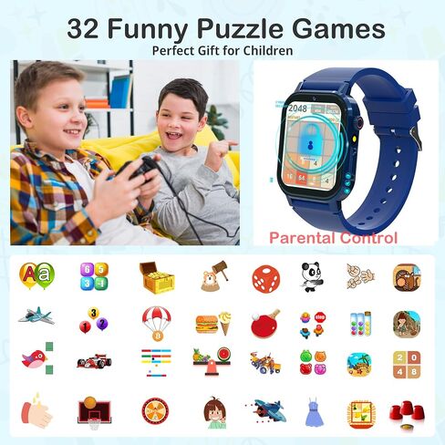Kids Smart Watches for Boys 4-12 Toys, 32 Puzzle Games, 1.69" HD Touch Screen, Camera, Music & Video Player, Pedometer, Alarm Clock, Calculator, Audiobooks, Birthday Gifts for 5 6 7 Years Old Boys Toy in Saudi Arabia