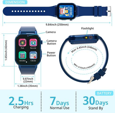 Kids Smart Watches for Boys 4-12 Toys, 32 Puzzle Games, 1.69" HD Touch Screen, Camera, Music & Video Player, Pedometer, Alarm Clock, Calculator, Audiobooks, Birthday Gifts for 5 6 7 Years Old Boys Toy in Saudi Arabia