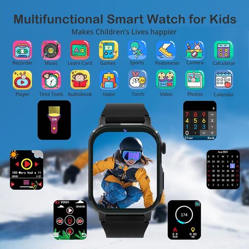 Kids Smart Watches for Boys 4-12 Toys, 32 Puzzle Games, 1.69" HD Touch Screen, Camera, Music & Video Player, Pedometer, Alarm Clock, Calculator, Audiobooks, Birthday Gifts for 5 6 7 Years Old Boys Toy in Saudi Arabia
