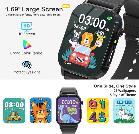 Kids Smart Watches for Boys 4-12 Toys, 32 Puzzle Games, 1.69" HD Touch Screen, Camera, Music & Video Player, Pedometer, Alarm Clock, Calculator, Audiobooks, Birthday Gifts for 5 6 7 Years Old Boys Toy in Saudi Arabia